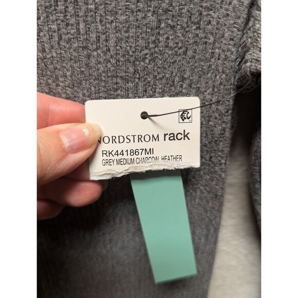 Abound Side Slit Rib Knit Long Sleeve Round Neck Midi Dress Sz Small Grey NWT - Picture 5 of 7